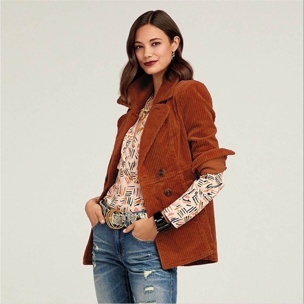 CAbi Corduroy Double Breasted 'Professor Peacoat' Rust / Burnt Orange